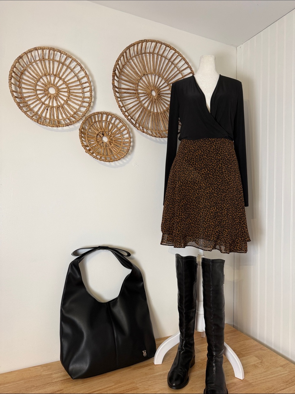 Express Leopard Print Circle Skirt - Brown & Black